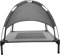 Deuline Hundeliege mit Dach erhöhtes Hundebett Garten Outdoor Haustierliege M-76x61x18/71cm GRAU 520080