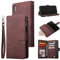 UEEBAI Wallet Case for iPhone Xs Max, Premium Vintage Leather Magnetic Closure Handbag Zipper Pocket Case Kickstand Card Holder Slots Wrist Strap Shockproof Flip Cover for iPhone Xs Max - Coffee