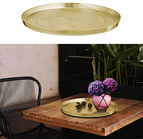 Cepewa Dekoteller Dekoplatte │ Aluminium gehämmert Ø21cm gold rund │Serviertablett Tischdekoration (1 x Dekoteller Ø21cm gold)