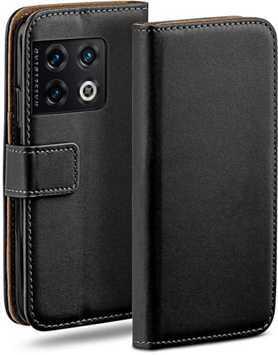 moex für OnePlus 10 Pro Hülle mit Kartenfach, Handyhülle klappbar 360 Grad Schutzhülle, PU Leder Handytasche OnePlus 10 Pro Klapphülle Flip Case, Schwarz