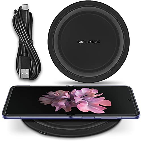 QI Wireless Ladestation kompatibel mit Samsung Galaxy Z Flip 7 / FE 6 5 4 3 / Fold 7 6 5 4 3 2 Kabelloser Charger 15W Induktives Universal Schnellladegerät Ladematte, Farbe:Schwarz