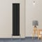 Warmehaus Vertical Column Designer Radiator Oval Panel Single Black 1600x350mm - Modern Central Heating Space Saving Radiators - Perfect for Bathrooms, Kitchen, Hallway, Living Room