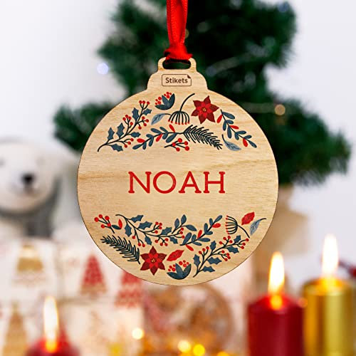 Benutzerdefinierte Weihnachtskugeln aus Holz, Christbaumkugeln, Weihnachtsdeko in Farbe Stikets