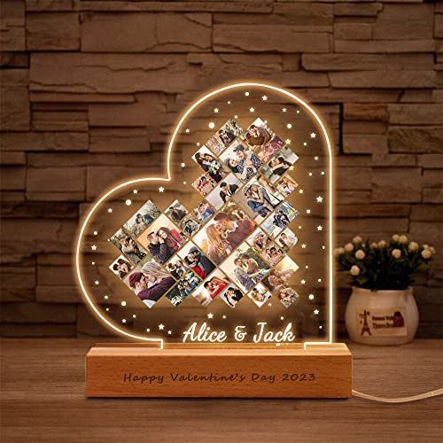 Personalisierte Valentinstag Dekoration Benutzerdefinierte Foto LIEBE Herz Nachtlicht Paar LED Fotolampe Gravierte Bilderrahmen Collage Jubiläum Valentinstag Geburtstagsgeschenke für sie (style 6)