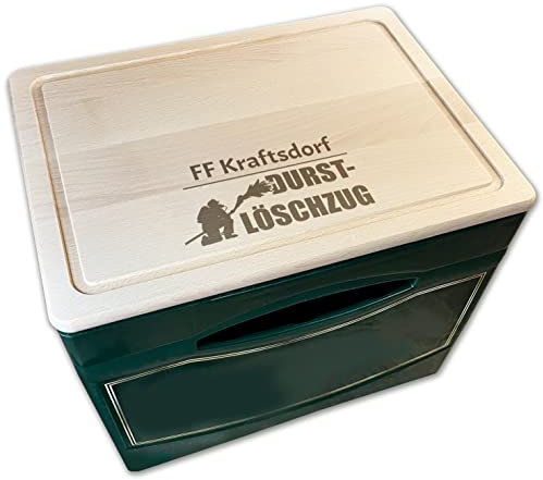 Unikatolo Bierkastensitz Motiv Feuerwehr mit Name, Geschenkidee für Männer, Oktoberfest, Vatertag, Geburtstag, Bierkasten Hocker, Holz, Bierbank Durst Löschzug (Feuerwehr)
