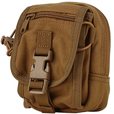 CAT Outdoors Tactical Belt Pouch for Men - EDC MOLLE Tactical Pouch Bag for Admin, Gadget, Utility, Cell Phone - Small Tactical Pouch - Belt/Vest Attachment Pouch (Coyote Brown)