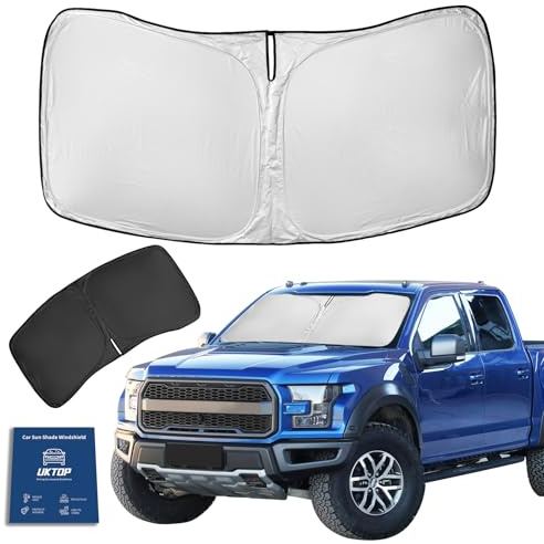 UKTOP for Ford F150 F-150 F250 F350 F450 2015-2020 Sun Shade Sunshade Windshield Cover - 4 Layers Front Window Shade 250T Foldable Shade Custom Sun Visor Blocks UV Rays Truck Accessories