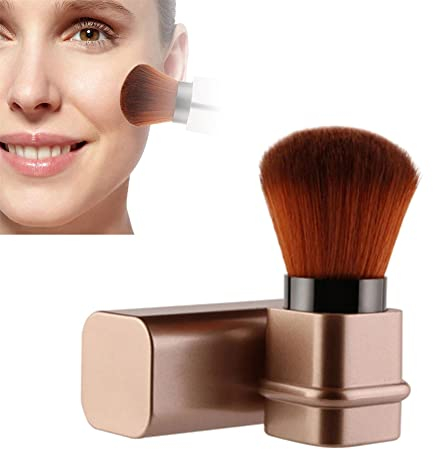 Pinceau De Maquillage Kabuki Rétractable,Pinceau Portable Pour Blush En Poudre,Brosse de Maquillage Multifonction,Pour le visage blush poudre en vrac,Or