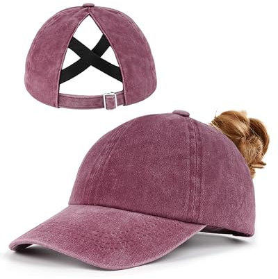 Zylioo M-L Pferdeschwanz Basecap Großen Kopf,Washed Ponytail Kappe Größe 57-59,Criss Cross UV-Schutz Golf Cap
