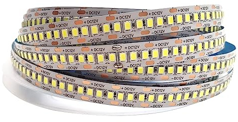 Vrabocry 12V LED Streifen Licht, Weiß 6000K 5M LED Strip Lichtband 2835 IP20 240 LEDs/M, Total 1200 LEDs Super Hell LED band LED Lichtleiste LED Leiste für Schlafzimmer, Küche Dekoration
