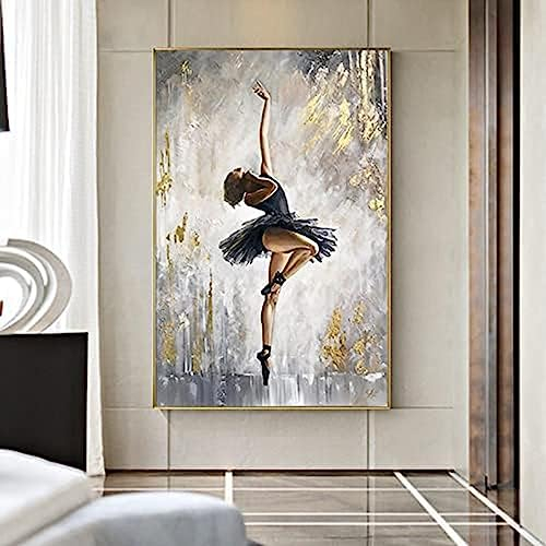 MHLCMG Leinwand Malerei Abstrakte Ballett Mädchen Bilder Wandkunst Tanzende Ballerina Poster Kunstdruck Bild Wand Wohnzimmer Schlafzimmer Dekor Kein Rahmen (70X100CM)