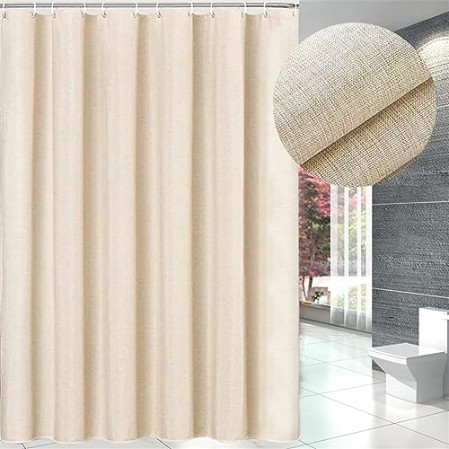 Lifup Tenda da Doccia, Tenda da Bagno Impermeabile con Ganci, Tenda Doccia in Tessuto Antimuffa Beige 1 80 x 200 cm