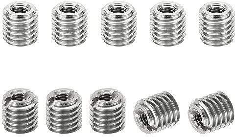 PATIKIL Rosca Adaptadores Manguito Reductora Tuerca, 10uds M8*1.25 Macho a M4*0.7 Hembra Reparación Inserto Tuerca Tornillo Reductor Conversión Inoxidable Acero Sujetador 8mm