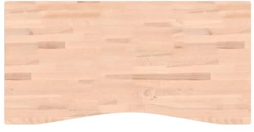vidaXL Schreibtischplatte, Tischplatte mit 4 abgerundeten Ecken, Arbeitsplatte Platte für Schreibtisch Esstisch, Holzplatte Bürotischplatte, 110x(50-55) x4 cm Massivholz Buche