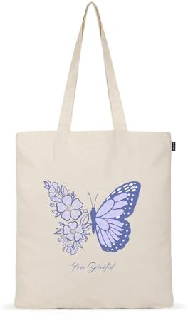 Ecoright Borsa in tela estetica per donne, borsa riutilizzabile in cotone per la spesa, la spiaggia e per l'uso quotidiano