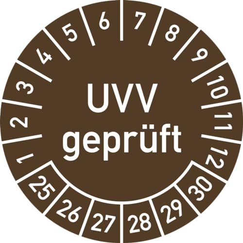 Dreifke® Prüfplakette UVV geprüft 2025-2030, Folie, Ø 30 mm, 10 Stück