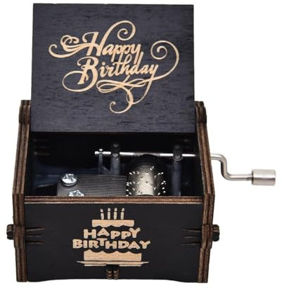 Paodduk 3 Happy Spieluhr Handkurbel Spieldose Holzspieluhr Spieluhr Musikgeschenkbox Geschenk für Hochzeitstag Geburtstag