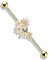 beyoutifulthings Industrial-Piercing Gold Blumen-Strauss Rosa Weiß Enamel Industrial-Barbell Industrial-Bar Chirurgenstahl Stab-länge 38-mm