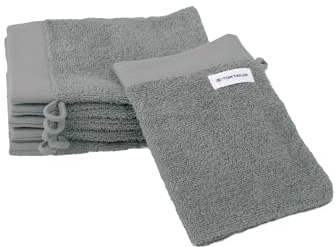 TOM TAILOR Waschhandschuh, 6er Set, 16 x 21 cm, 100% Baumwolle / Frottier, mit Aufhänger und Label mit Logo, COLOR BATH TOWEL Grau (Moody Grey)