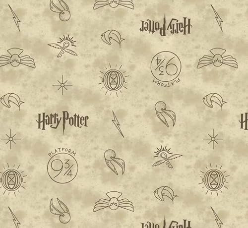 CAMELOT FABRICS Harry Potter Goldener Schnatz Digitaldruck, 100 % Baumwolle, 110 cm breit, ideal zum Basteln, Tischdecke, Quilten, Nähen, Schneidern, Heimdekoration