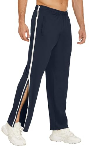 Generisch Herren Trainingshose Mit Durchgehendem Reissverschluss Jogginghose Abreißhose Freizeithose Locker Lässig Sportswear Mit Tasche