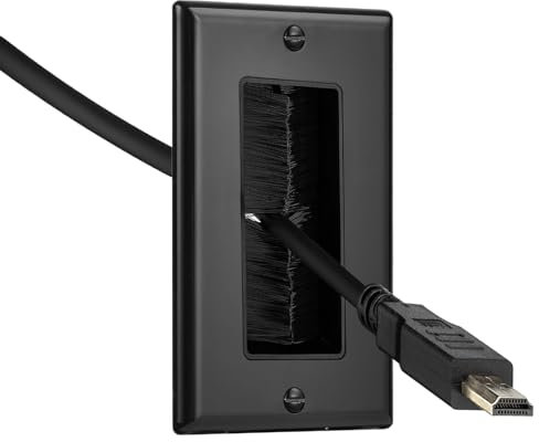 Misuyue Brush Wall Plate, 1 Pack Cable Entry Cover, Wall Cable Cover, Brush Panel in Wall Cable Management for Covering Outlets, Receptacles and Tidying Cords for Cables (Black)