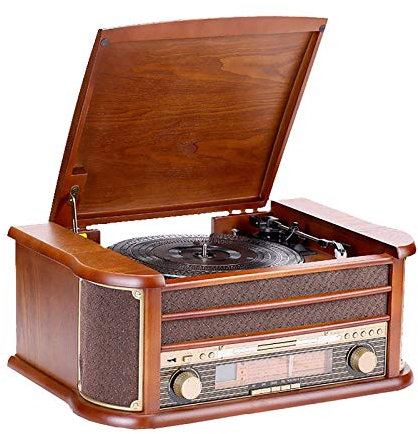 KPERXIS Tocadiscos de fonógrafo Retro de Madera, Radio Vintage, Tocadiscos Antiguos, Tocadiscos