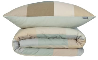 Schiesser Bettwäsche 155x220 cm | 100% Baumwolle | Grün | Kariert | 2-teilig | Feinbiber | 155x220 cm + 80x80 cm | kuschelweich | pflegeleicht & atmungsaktiv | OEKO-TEX® MADE IN GREEN