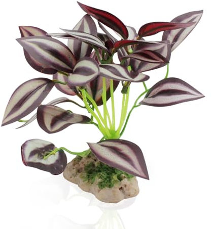 LuckyOpt Decoración de plantas de acuario, hojas artificiales de plástico con base, adorno de planta de paisaje de acuario para decoración de acuario (púrpura)