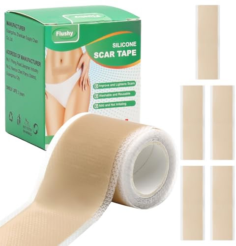 VEGCOO Cerotti Silicone Cicatric, Fogli Cicatriziali in Silicone, Rotolo di Nastro in Cicatrici Silicone per Causate da Cesareo, Chirurgia, Ustioni, Cheloidi, Acne e Altro, 4x150 CM e 5 Pz 4x15CM