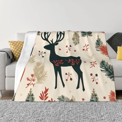 Ultraweiche Micro-Fleece-Decke, Weihnachts-Rentier, Überwurf, Decke, leicht, Flanell, flauschige Decke, weich, gemütlich, Klimaanlage, Steppdecke, warme Überwurfdecke, alle Jahreszeiten, für Bett,