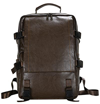 FANDARE Laptop-Rucksack Herren Damen Handtasche PU Leder Reiserucksack Schulrucksack Wasserdicht Handgepäck Flugzeug Geschäft Arbeiten Schulranzen für Arbeit Reisen Weekender Daypacks Braun