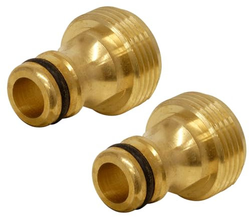 Dunnet Tools 2 pack 3/4 Inch Male Outside Tap Hose Pipe Connector Tap Adapter Brass Tap Hose Connector High Pressure Hosepipe Connectors Male Thread 3/4 Connector with 1/2 Inch Quick Connect Fitting