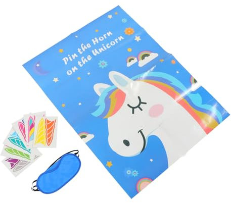 VICASKY 1 Satz Einhorn-Paste-Tour bastelset basteln für Aufklebespiel einhorndeko Unicorn Stickers Stifthorn auf Einhorn-Partyspiel Geburtstagsfeier Einhorn Spiele Stoff Blue