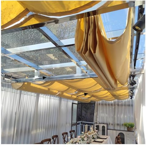 QWEASDF Seilspannmarkise Einziehbar Welle Sonnensegel Seilspanntechnik Beschattung ， 90% UV-beständig Sonnenschutz ，für Terrassen, Pergola und Balkon Terrassenüberdachung(W2.4*L14m/W7.87*L45.93ft)