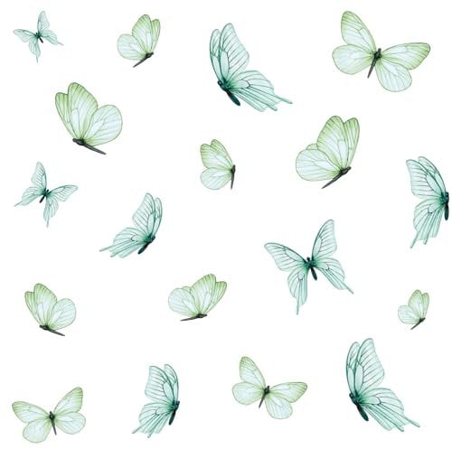 Wandaufkleber Set 18 Schmetterlinge auf 3 Din A4 Bögen Wandsticker für Kinderzimmer Wohnzimmer Deko Aufkleber Wandtattoo selbstklebend Y060 (Nr. 4 Grün)