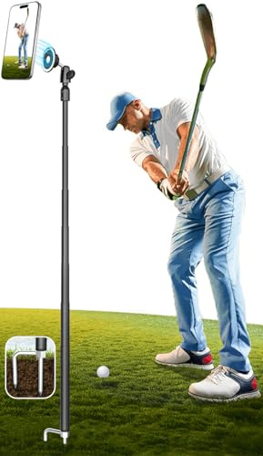 GDZN Bastone da golf allungabile monopiede per selfie da golf, 144,8 cm (57 pollici), supporto magnetico per telefono per analisi dell'oscillazione del golf