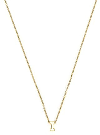 LUXENTER Alphabet-Halskette, 18 Karat Gold-Finish, Buchstabe I, Mediano, Metall, kein Edelstein, Mediano, Metall, Kein Edelstein