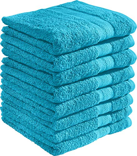 REDBEST Duschtuchset, Frottierset 8er-Pack Chicago türkis Größe 70x140 cm - saugstark, strapazierfähig, ideal für Reisen, Sport (weitere Farben)