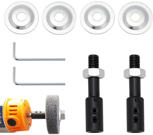 arricraft 2 Bags Shaft Arbor Extender, 2 Styles 8mm to 10mm Steel Spindle Adapters Motor Arbor Adapter Bench Grinder Extension Shaft Backing Kit for Polisher Sander Polishing Grinding Buffing