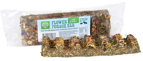 Flower Forage Bar by Small Pet Select – All-Natural Treat with Timothy Hay, Meadow Grass & Flowers for Rabbits, Guinea Pigs & More