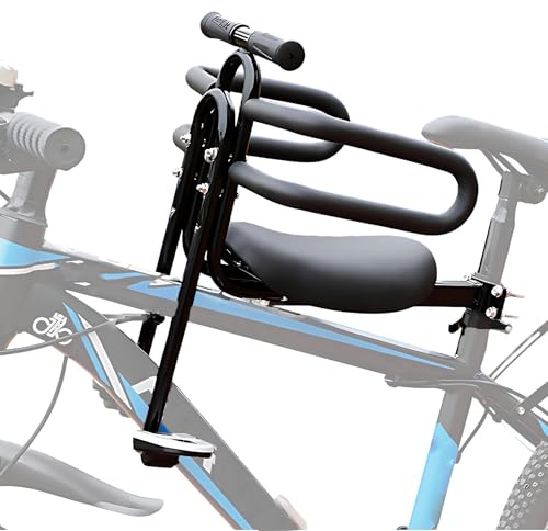 CXAFQ Siege Velo Enfant Avant, Selle Enfant Sur Cadre De Vélo, Hauteur d'Assise, Réglable Librement à l'Avant Et à l'Arrière, Contient Une Seule Place, Accoudoirs, Clôture, Repose - Pieds, Noir