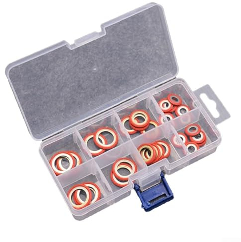30-teiliges AC-Kompressor-Port-Dichtungs-Set, professionelles Klimaanlagen-Dichtungssortiment, hochtemperaturbeständige Legierungs-Dichtringe für Automobilsysteme (rot)