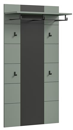 xonox.home - Paneel Canu 80x141x29 cm in Basalt grau und Smoke Green Nb. - Wandpaneel Wandboard Wandgarderobe Garderobenwand Garderobenpaneel Flurpaneel - zeitlos & praktisch
