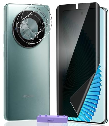 AnnhanT Protector de Pantalla para Honor Magic 6 Lite, 1 Piezas Antiespias Película protectora de TPU Flexible [No Cristal Templado] + 2 Piezas Protector de Lente de Cámara, suav Anti-Arañazos