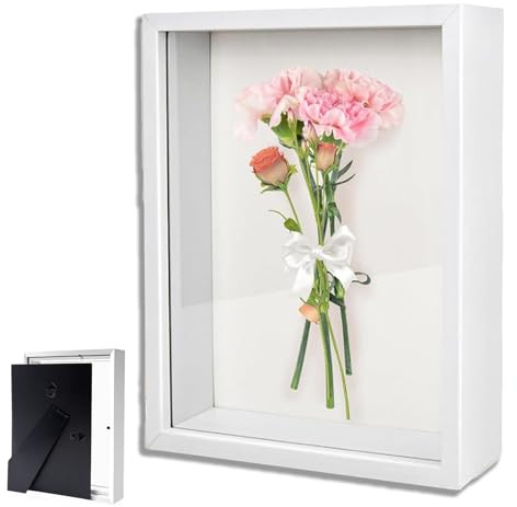 Bilderrahmen zum Befüllen, Tiefer Bilderrahmen zum Befüllen 20 x 25 cm, mit Transparente Acrylplatte, 3D Objektrahmen Tiefer 3cm, Quadratischer Stereoskopischer Rahmen, für Blumen Hochzeitsstrauß DIY