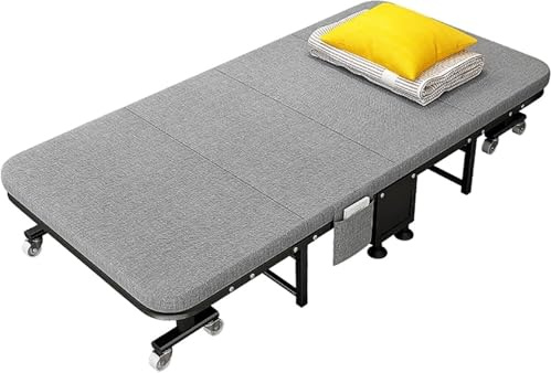 HynJGih Cama Plegable for Invitados con colchón de Espuma, sofá Cama Individual portátil for Adultos con Ruedas, Cama Plegable(190x90x27cm)