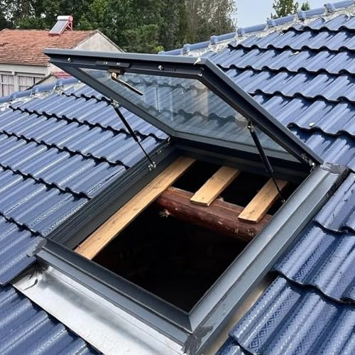 OAKVYNE Skylight Fenster, Dachzugangsluke, Klares Dachfenster, Manuelles Belüftungsfenster Mit Doppelt Gehärtetem Glas, Für Dachboden/Keller, Fenster Für Ausstieg(60x65cm/23.6x25.6in)