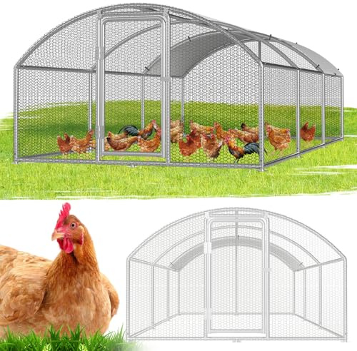 Hebitod Freilaufgehege Hühnerstall, 3x6x2m Hühnerhaus Kleintierstall mit Sicherheitsschloss und Wasserdichtes Abdeckung, Kuppeldach Freigehege für Hühner,Vogelkäfig, Pflanzen