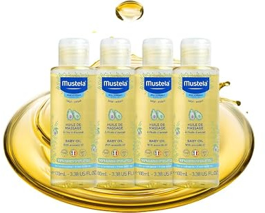 Mustela Baby Oil Massage - Travel Size Baby Massage Oil - 100ml, 2-Pack | Nourishing Body Oil for Infants, 98% Natural Ingredients, With Avocado Oil, Fast-Absorbing, Light Fresh Scent, Compact Size